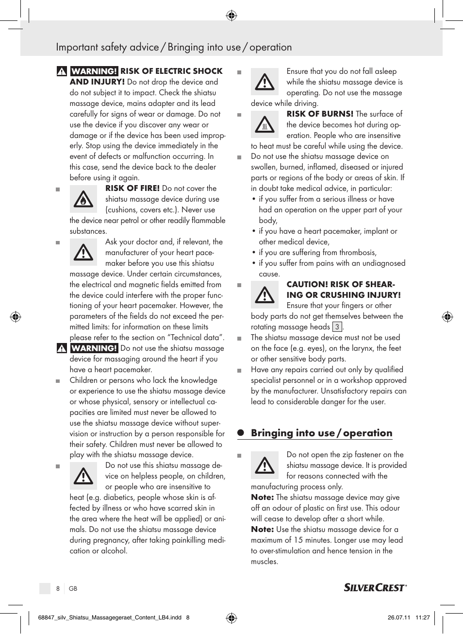 Bringing into use / operation | Silvercrest SSM 141 B2 User Manual | Page 4 / 52