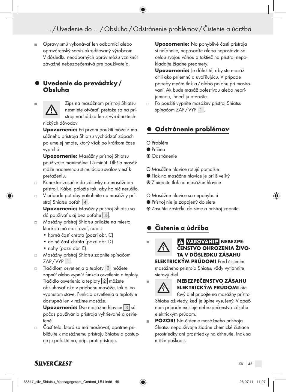 Uvedenie do prevádzky / obsluha, Odstránenie problémov, Čistenie a údržba | Silvercrest SSM 141 B2 User Manual | Page 41 / 52