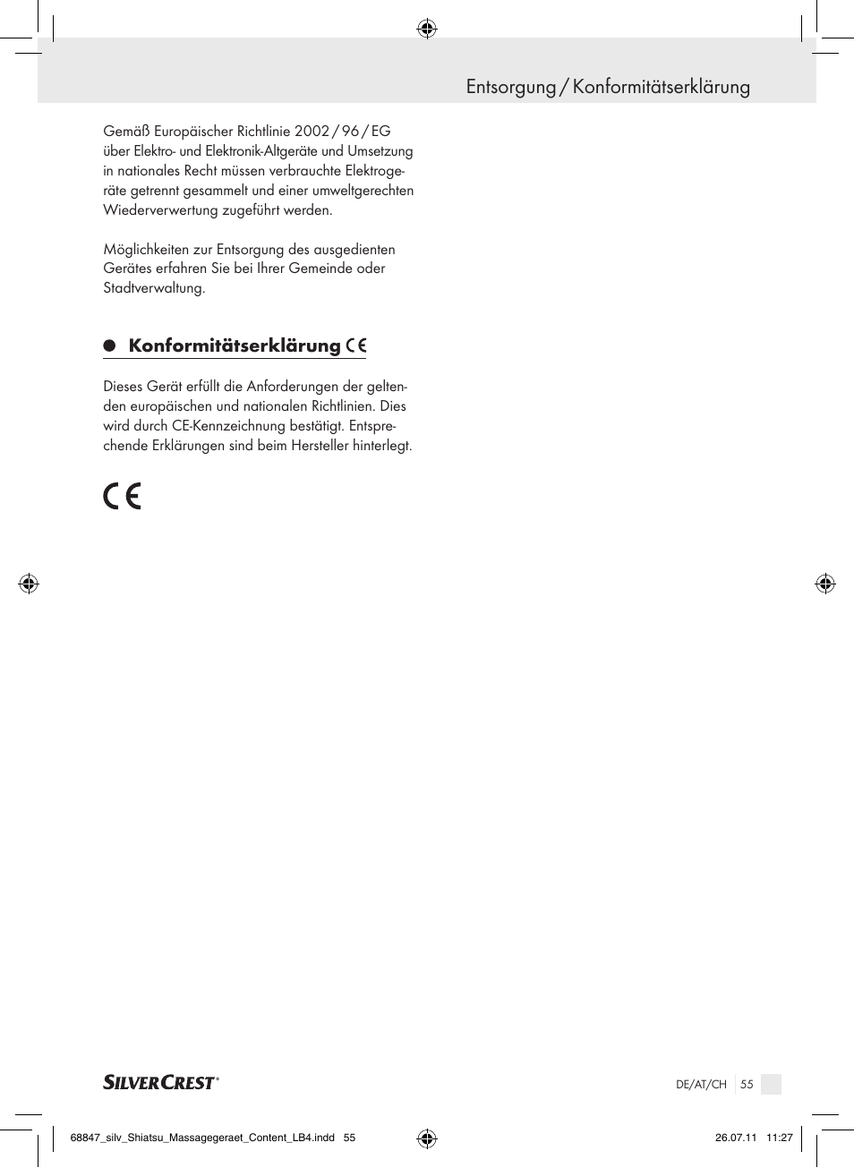 Entsorgung / konformitätserklärung, Konformitätserklärung | Silvercrest SSM 141 B2 User Manual | Page 51 / 52