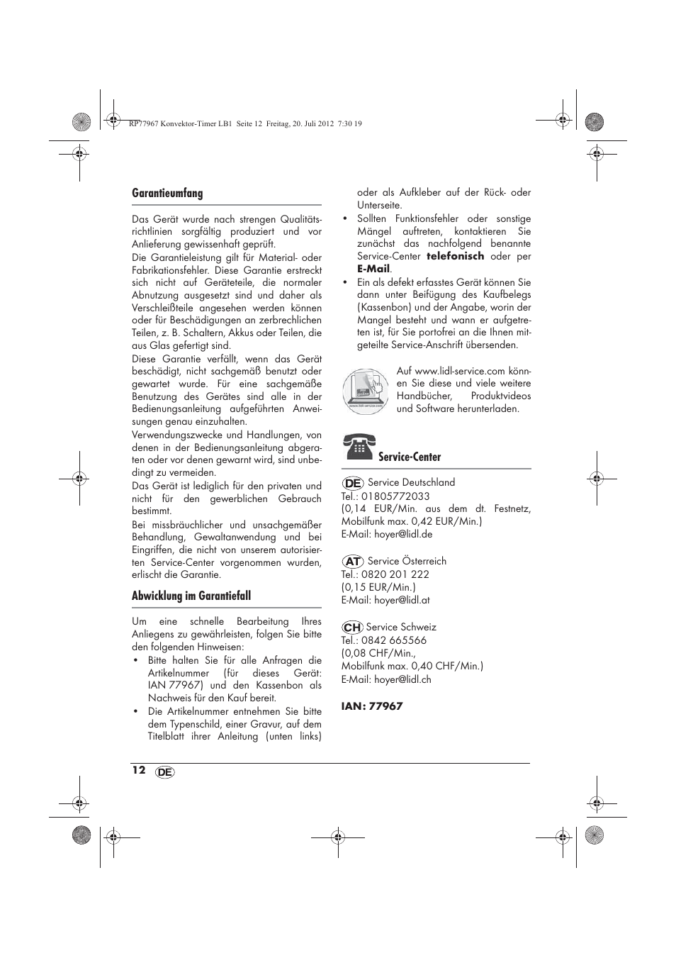 Garantieumfang, Abwicklung im garantiefall, Service-center | Silvercrest SKT 2000 A1 User Manual | Page 14 / 58