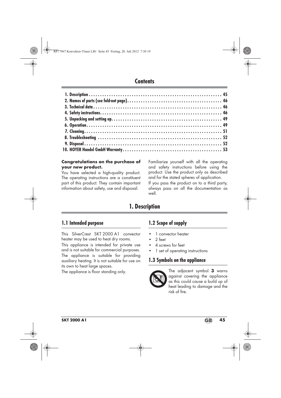 Silvercrest SKT 2000 A1 User Manual | Page 47 / 58