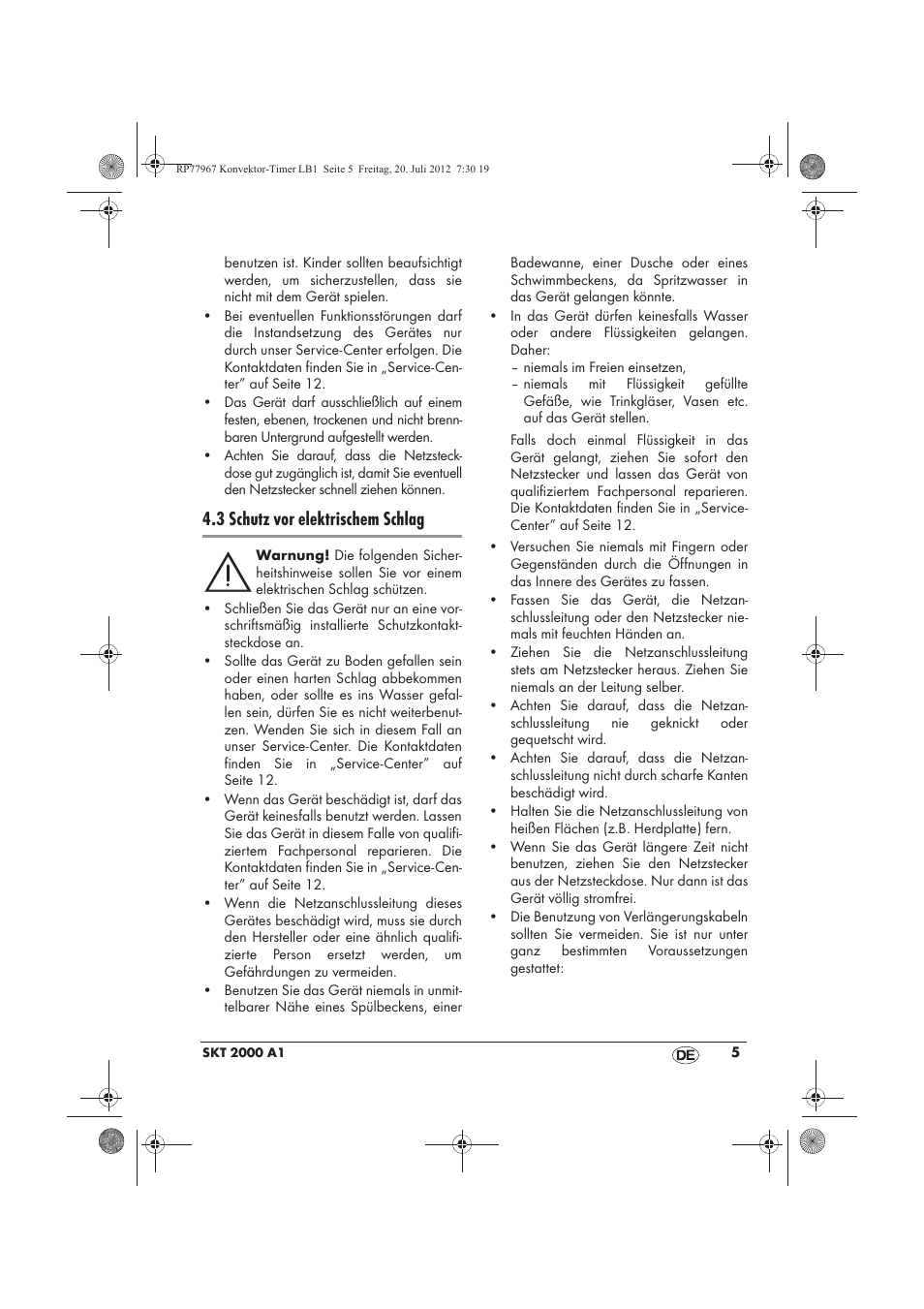 3 schutz vor elektrischem schlag | Silvercrest SKT 2000 A1 User Manual | Page 7 / 58
