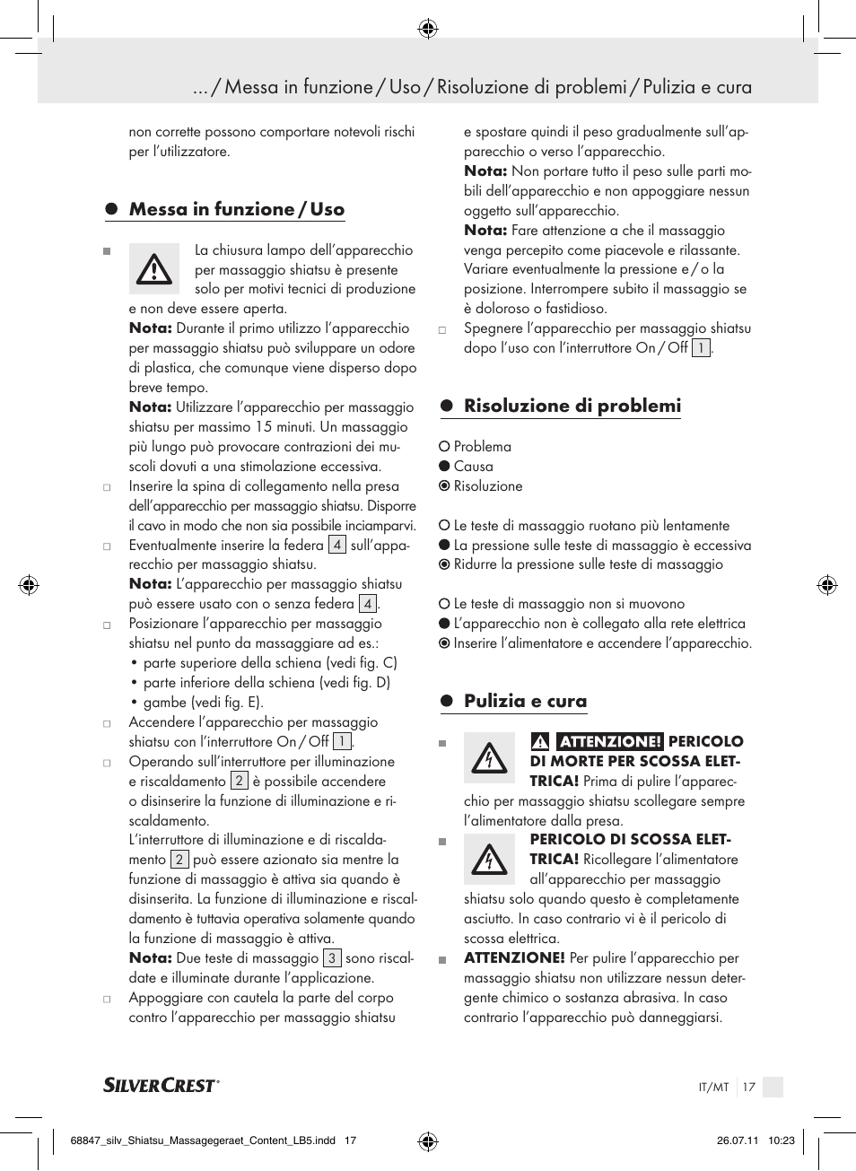 Messa in funzione / uso, Risoluzione di problemi, Pulizia e cura | Silvercrest SSM 141 B2 User Manual | Page 13 / 38