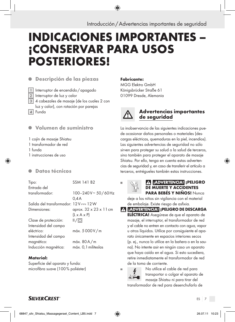 Silvercrest SSM 141 B2 User Manual | Page 3 / 38