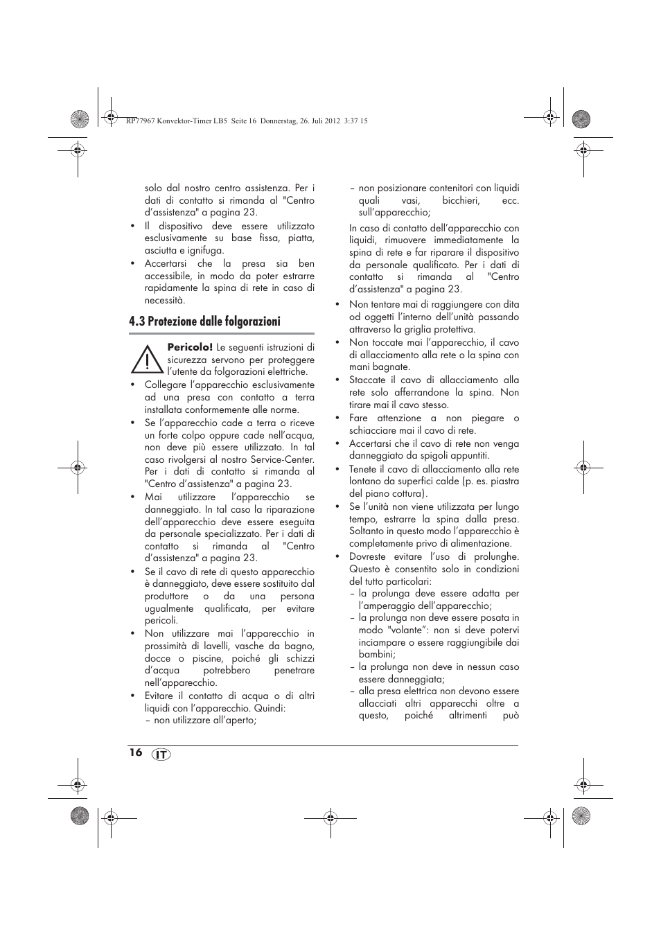 3 protezione dalle folgorazioni | Silvercrest SKT 2000 A1 User Manual | Page 18 / 58