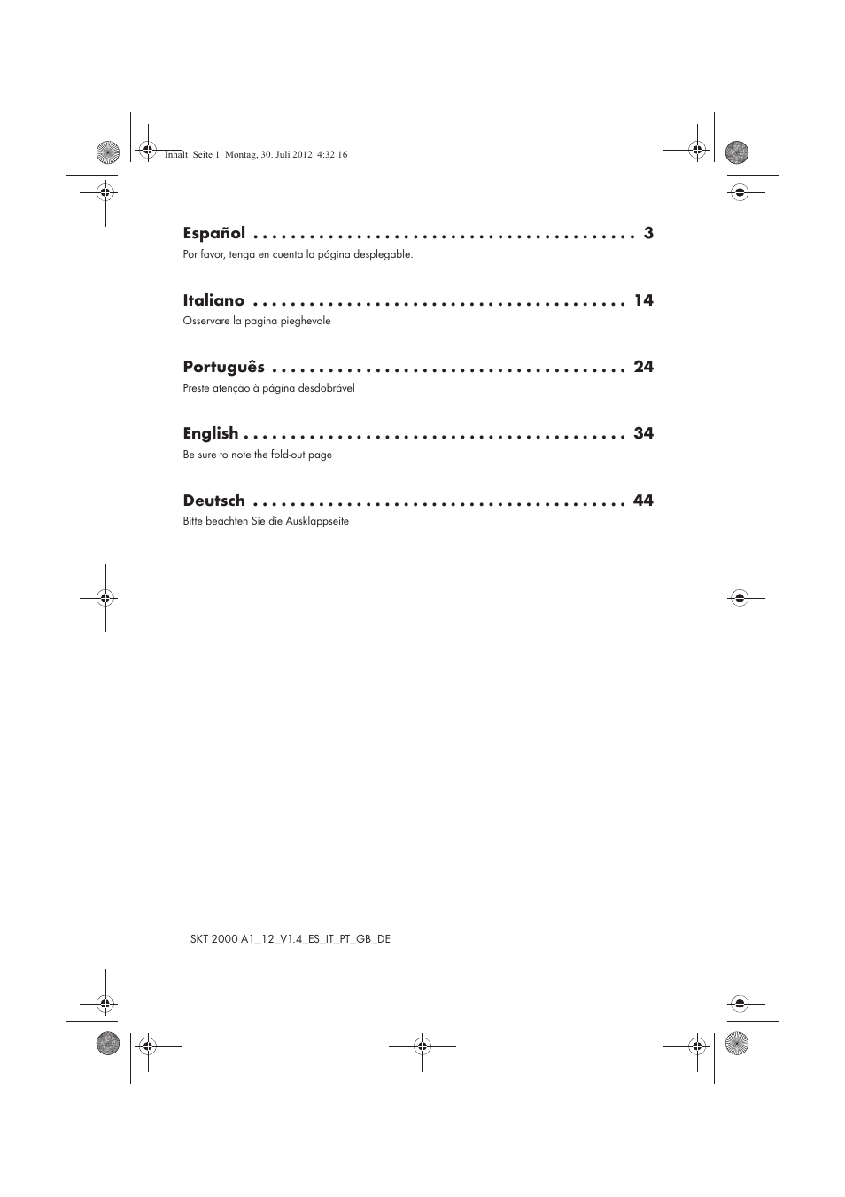 Español, Italiano, Português | English, Deutsch | Silvercrest SKT 2000 A1 User Manual | Page 2 / 58