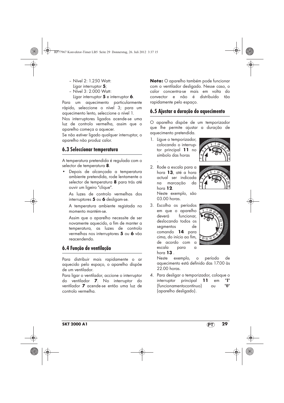 3 seleccionar temperatura, 4 função de ventilação, 5 ajustar a duração do aquecimento | Silvercrest SKT 2000 A1 User Manual | Page 31 / 58
