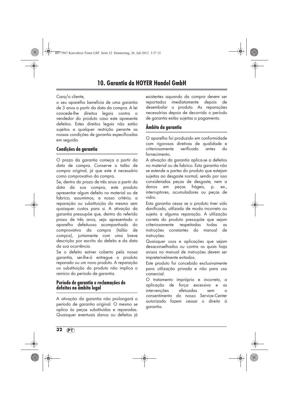 Garantia da hoyer handel gmbh | Silvercrest SKT 2000 A1 User Manual | Page 34 / 58
