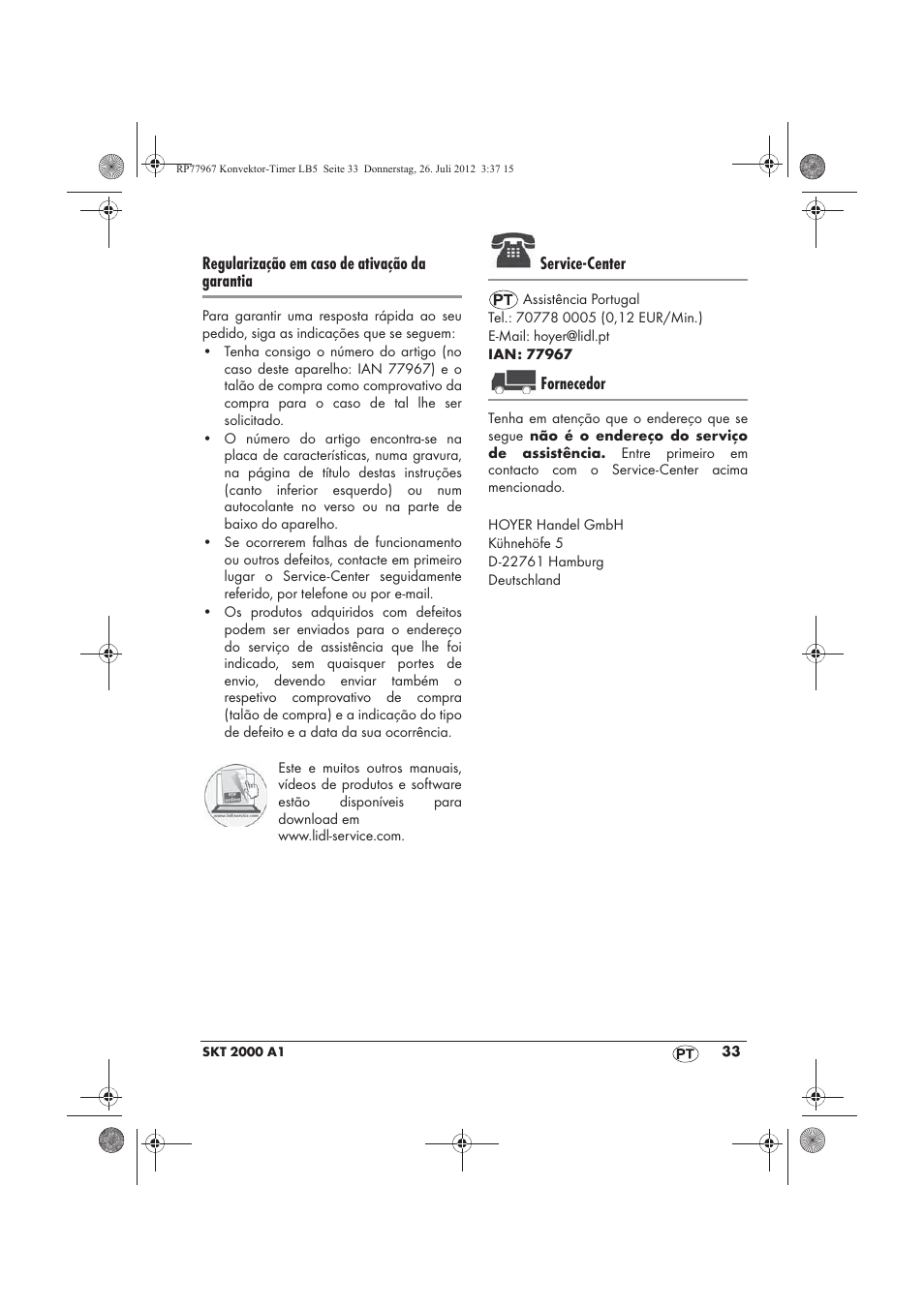 Silvercrest SKT 2000 A1 User Manual | Page 35 / 58