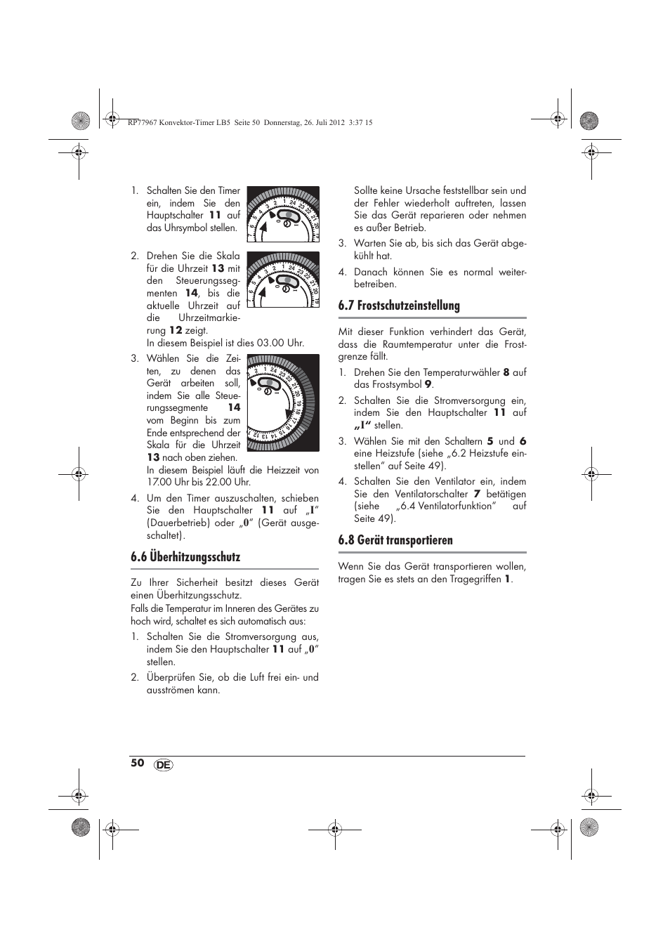 6 überhitzungsschutz, 7 frostschutzeinstellung, 8 gerät transportieren | Silvercrest SKT 2000 A1 User Manual | Page 52 / 58