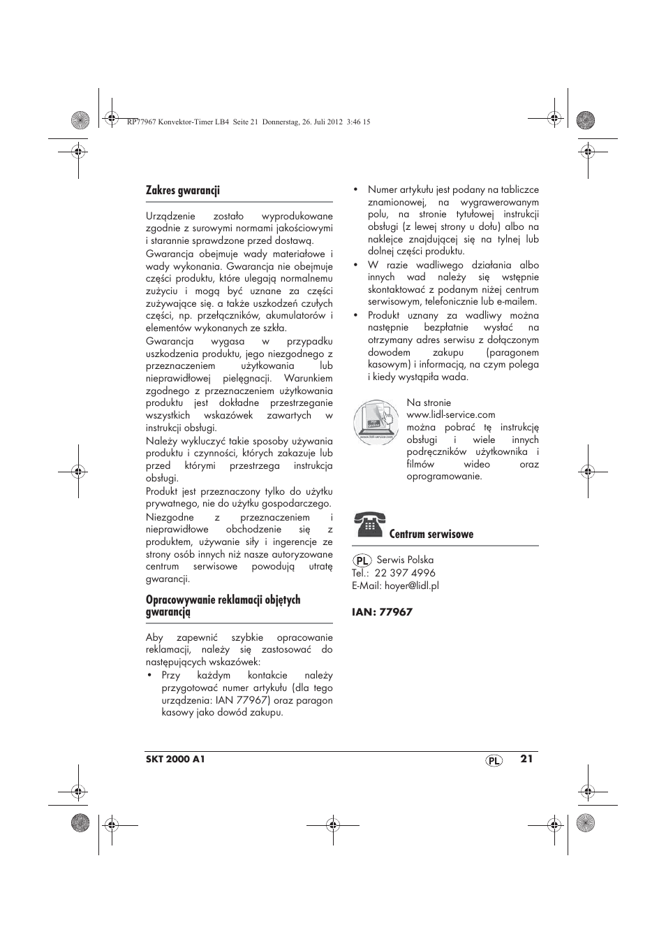 Silvercrest SKT 2000 A1 User Manual | Page 23 / 78