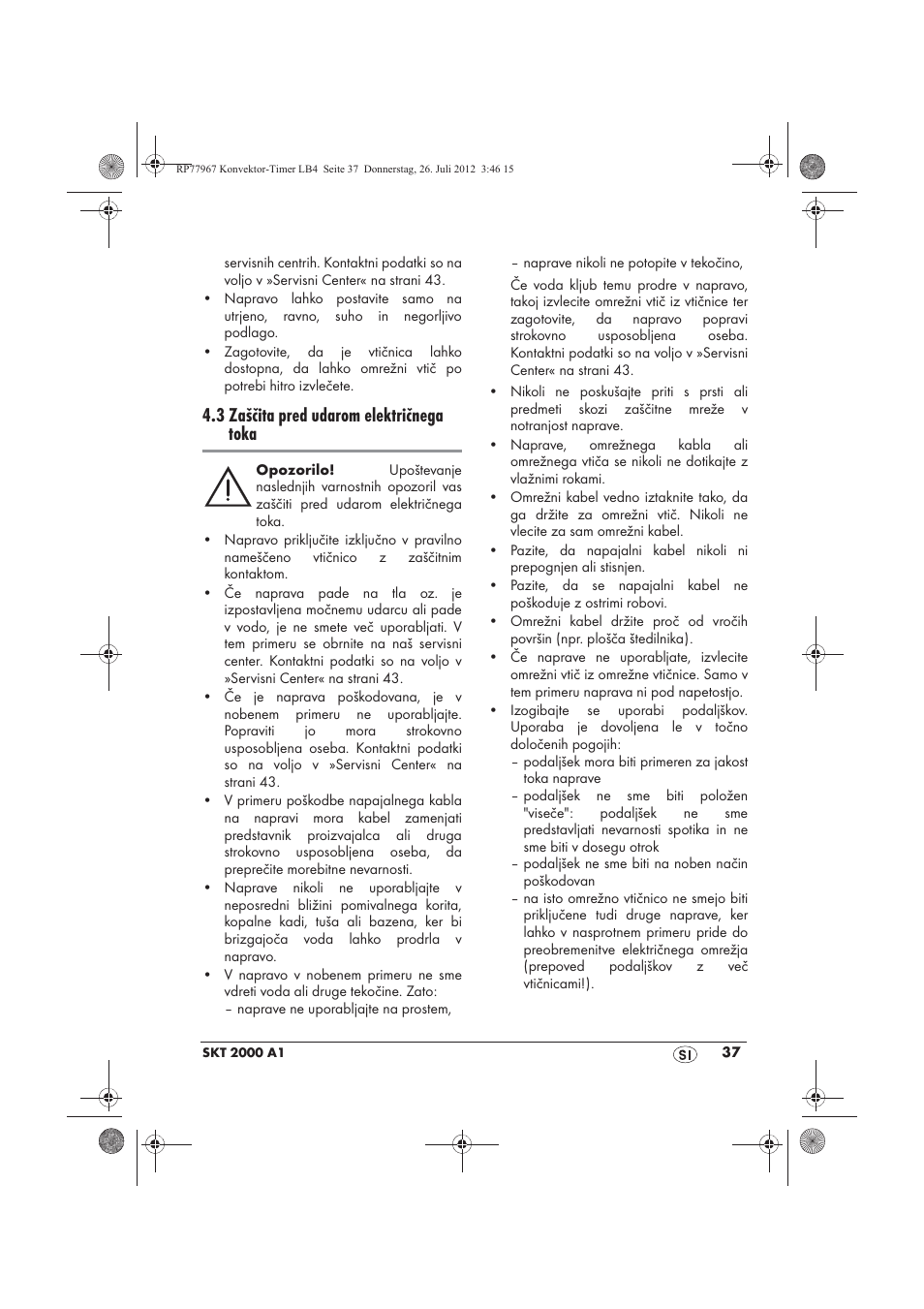 3 zaščita pred udarom električnega toka | Silvercrest SKT 2000 A1 User Manual | Page 39 / 78