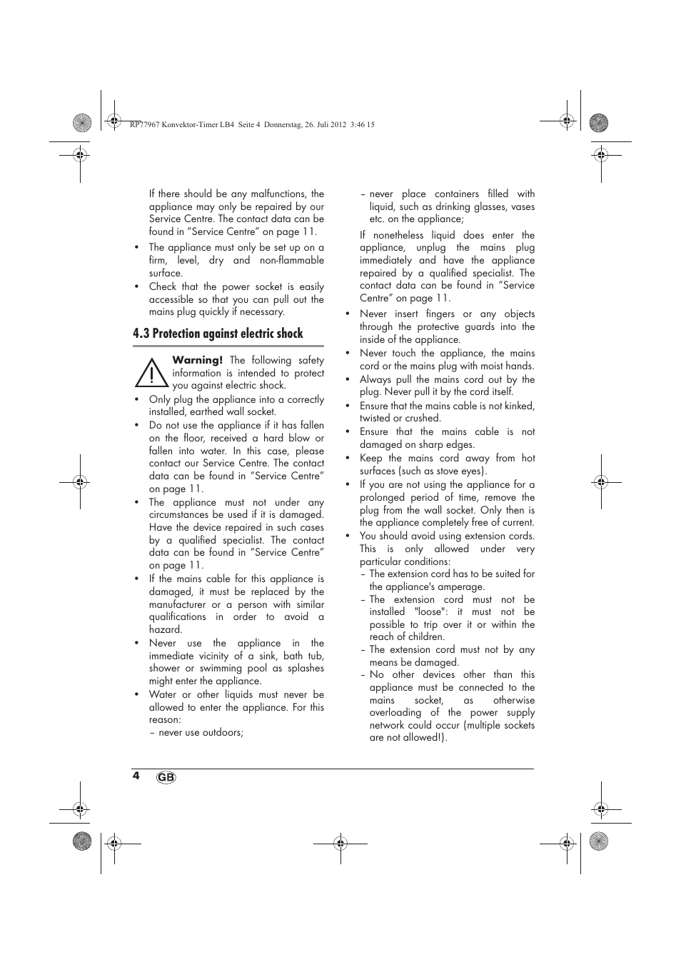 3 protection against electric shock | Silvercrest SKT 2000 A1 User Manual | Page 6 / 78