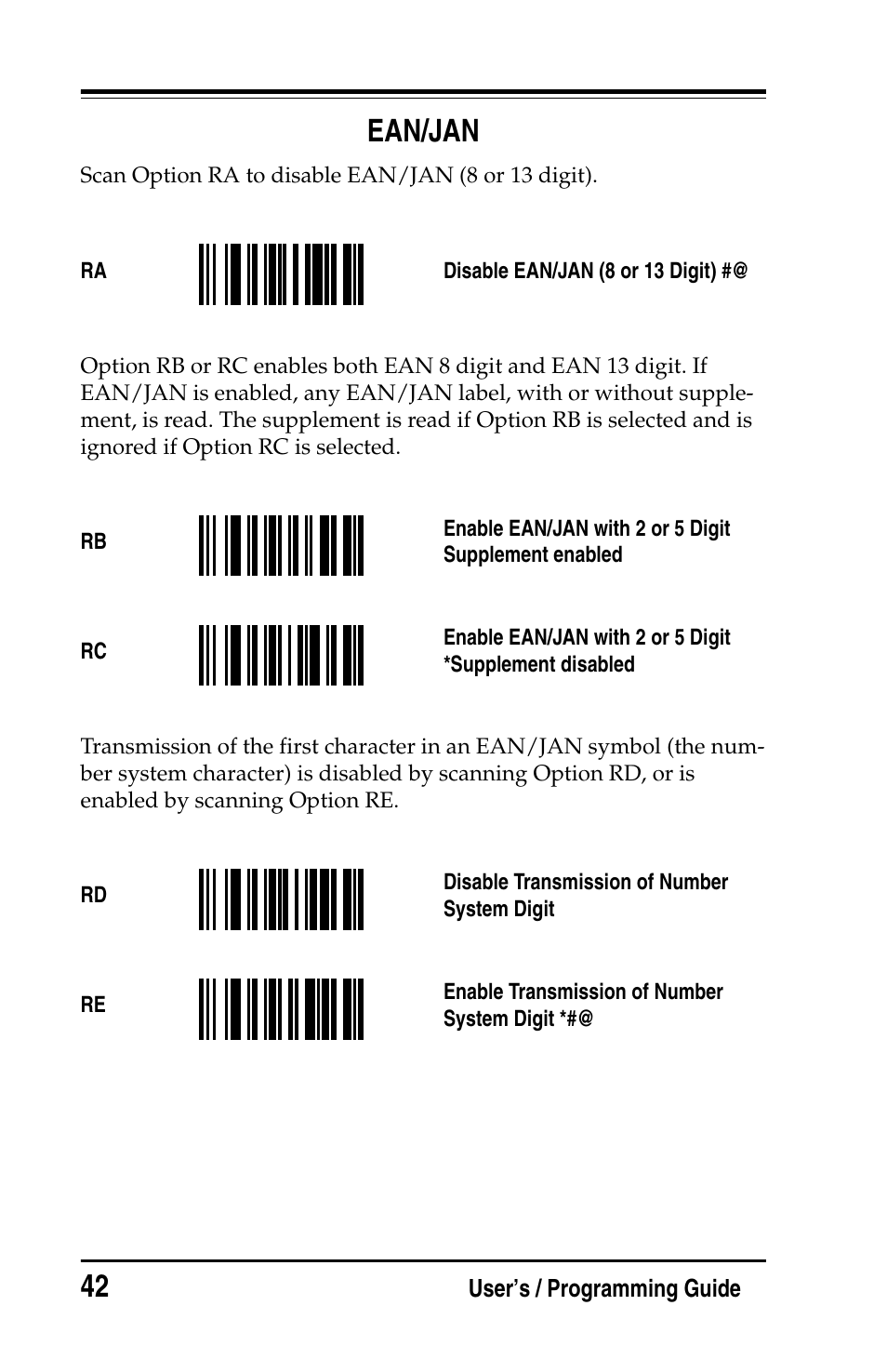 Ean/jan | PSC Handheld Laser Bar Code Scanners Keyboard Wedge / Wand Emulation Interface User Manual | Page 50 / 88