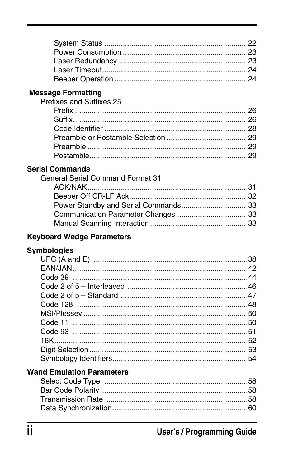 PSC Handheld Laser Bar Code Scanners Keyboard Wedge / Wand Emulation Interface User Manual | Page 6 / 88