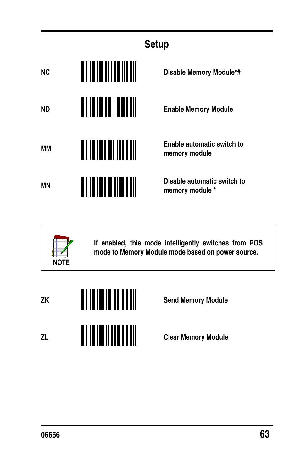 Setup, 63 setup | PSC Handheld Laser Bar Code Scanners Keyboard Wedge / Wand Emulation Interface User Manual | Page 71 / 88