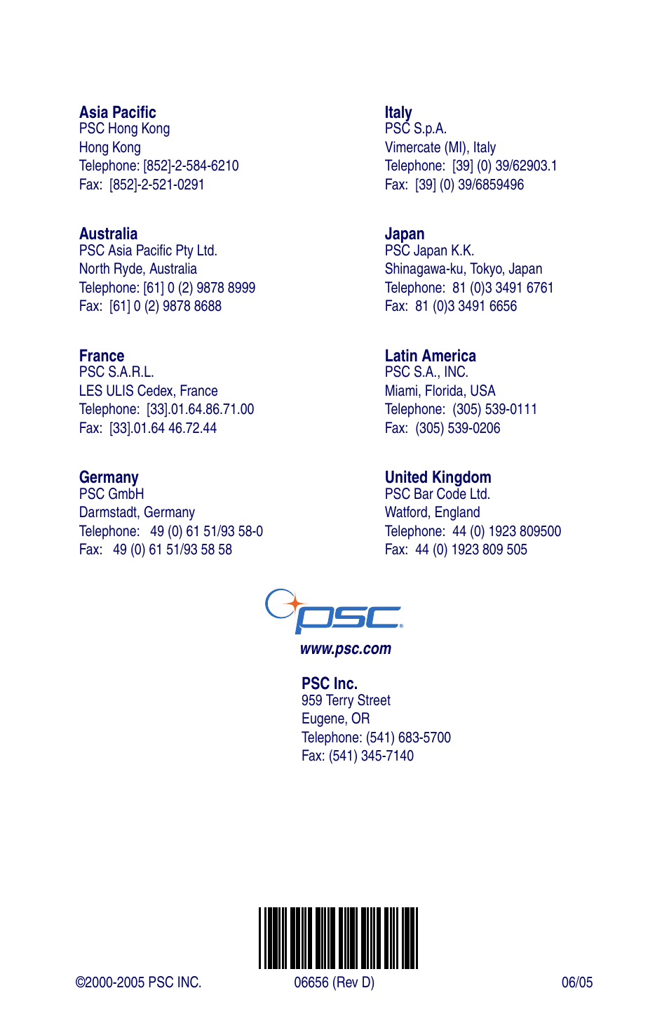 PSC Handheld Laser Bar Code Scanners Keyboard Wedge / Wand Emulation Interface User Manual | Page 88 / 88