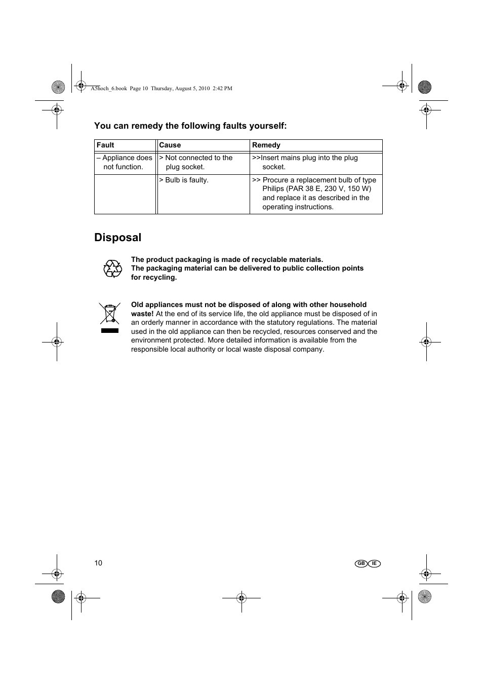 Disposal, You can remedy the following faults yourself | Silvercrest SRL 150 A1 User Manual | Page 10 / 24