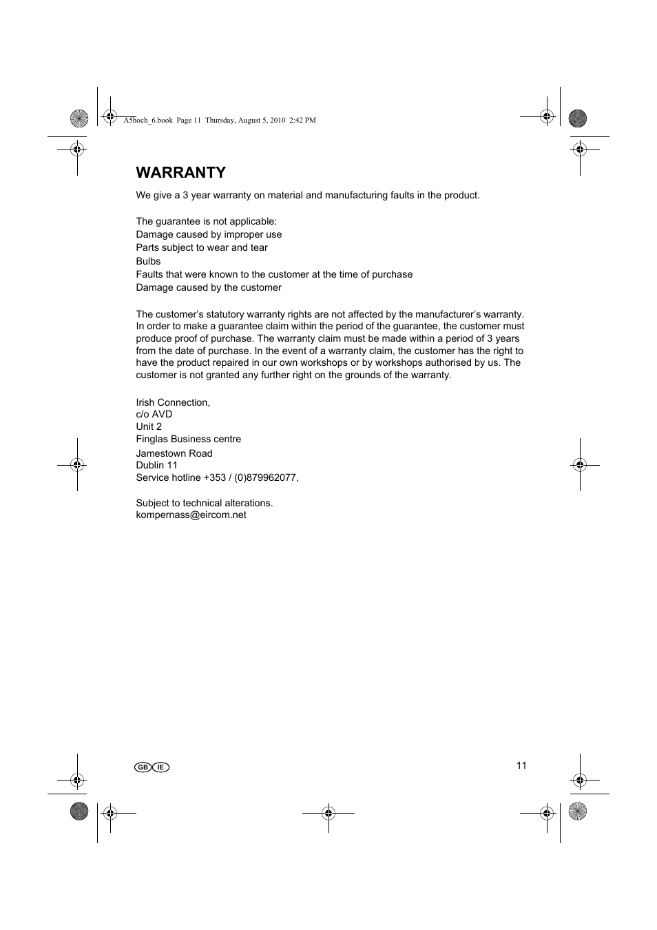 Warranty | Silvercrest SRL 150 A1 User Manual | Page 11 / 24