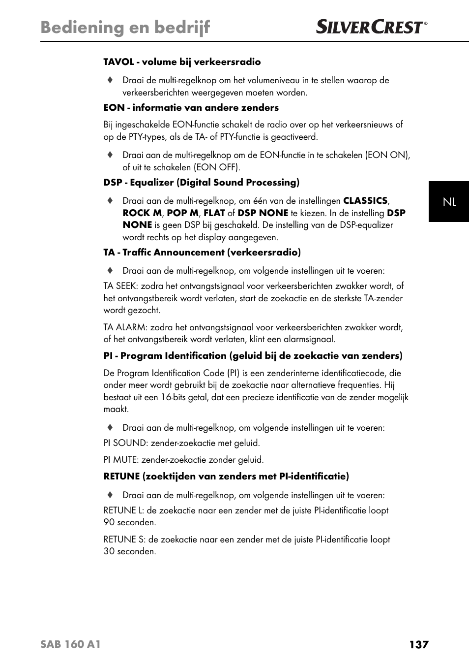 Bediening en bedrijf | Silvercrest SAB 160 A1 User Manual | Page 141 / 204