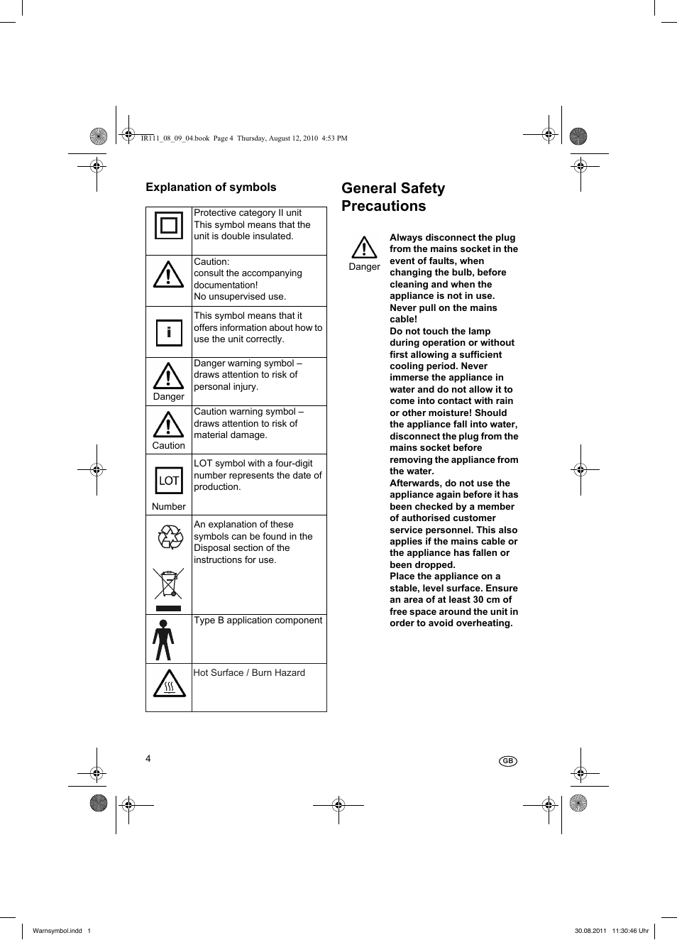 Allgemeine sicherheitshinweise, General safety precautions, Erläuterung der bildzeichen | Silvercrest SRL 150 A1 User Manual | Page 4 / 72