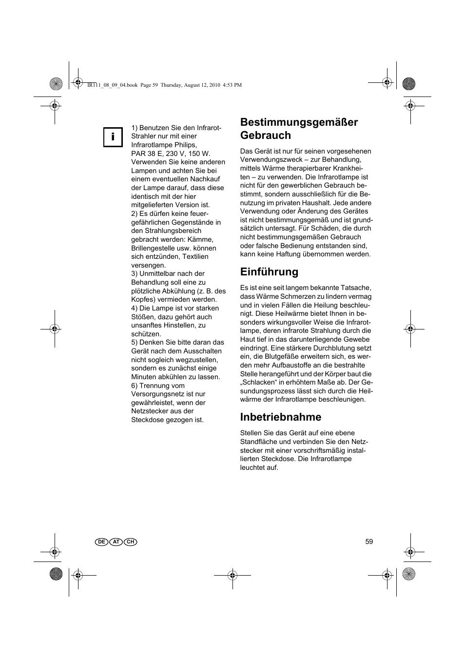 Bestimmungsgemäßer gebrauch, Einführung, Inbetriebnahme | Silvercrest SRL 150 A1 User Manual | Page 59 / 72