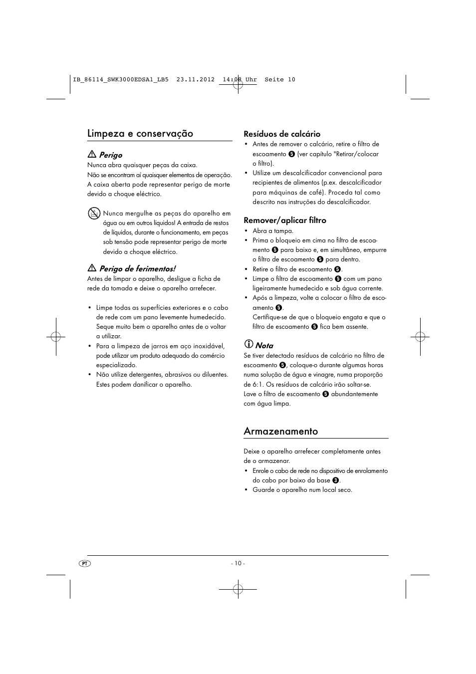 Limpeza e conservação, Armazenamento | Silvercrest SWK 3000 EDS A1 User Manual | Page 13 / 27