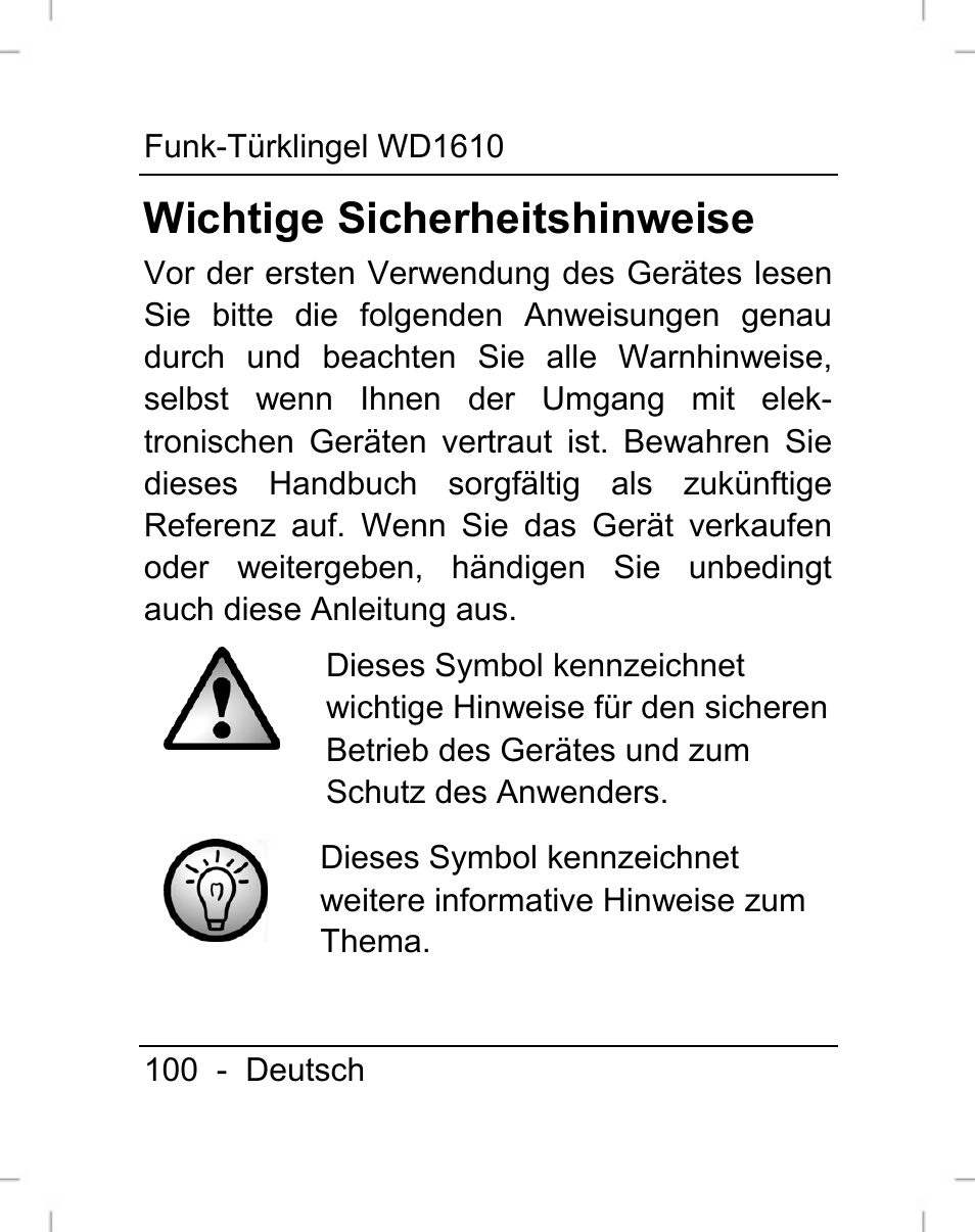 Wichtige sicherheitshinweise | Silvercrest WD1610 User Manual | Page 101 / 122