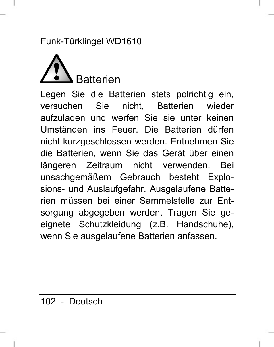 Batterien | Silvercrest WD1610 User Manual | Page 103 / 122