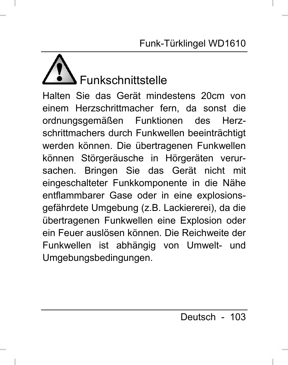 Funkschnittstelle | Silvercrest WD1610 User Manual | Page 104 / 122