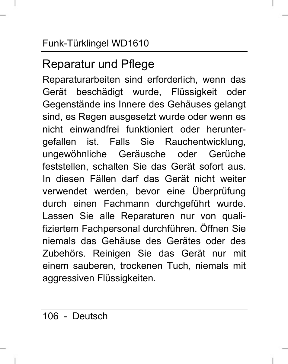 Reparatur und pflege | Silvercrest WD1610 User Manual | Page 107 / 122