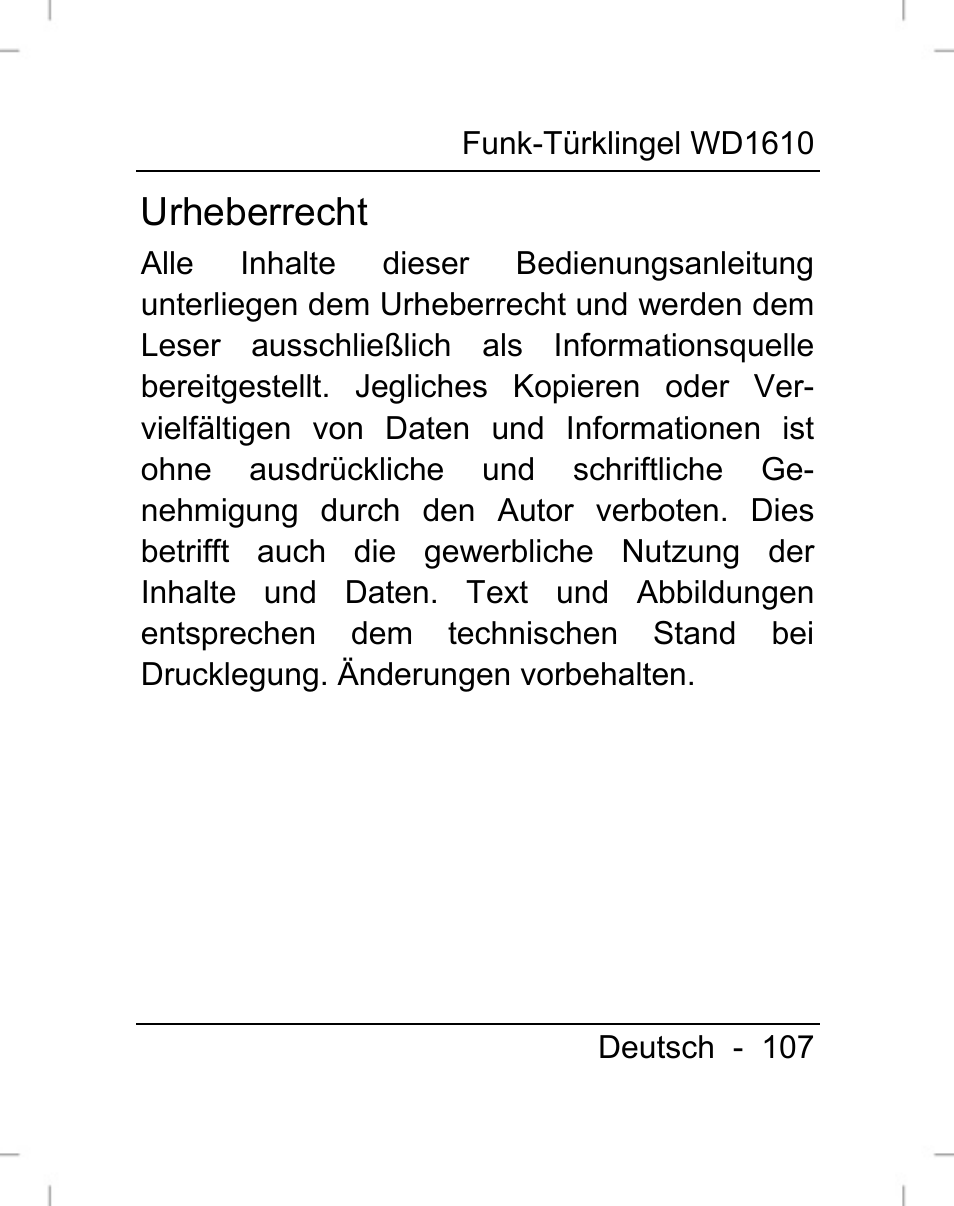 Urheberrecht | Silvercrest WD1610 User Manual | Page 108 / 122