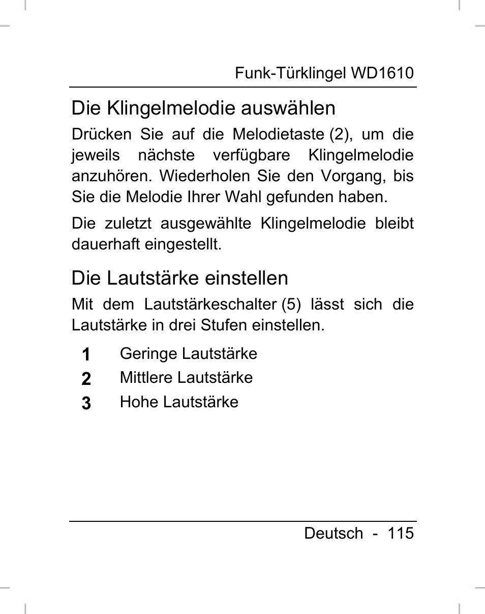 Die klingelmelodie auswählen, Die lautstärke einstellen | Silvercrest WD1610 User Manual | Page 116 / 122