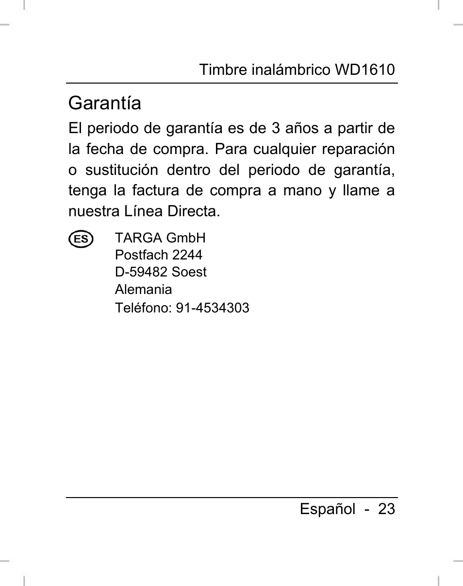 Garantía | Silvercrest WD1610 User Manual | Page 24 / 122