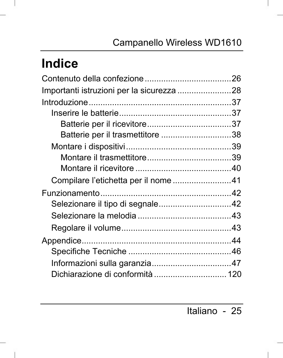 Indice | Silvercrest WD1610 User Manual | Page 26 / 122