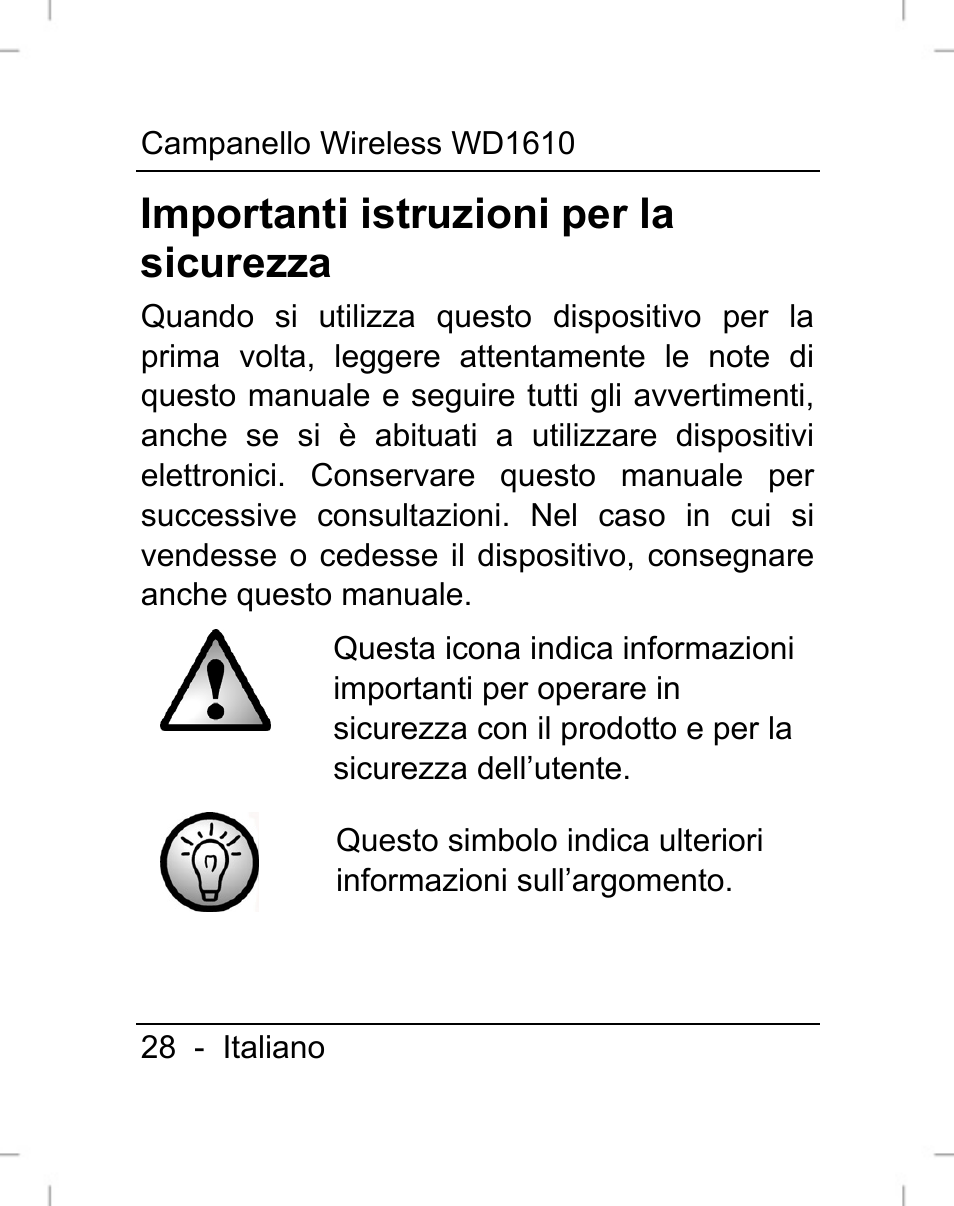 Importanti istruzioni per la sicurezza | Silvercrest WD1610 User Manual | Page 29 / 122