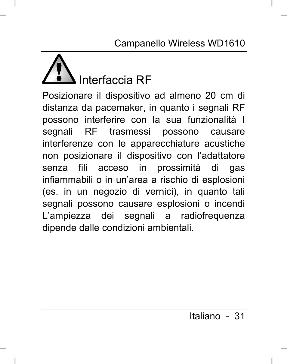 Interfaccia rf | Silvercrest WD1610 User Manual | Page 32 / 122