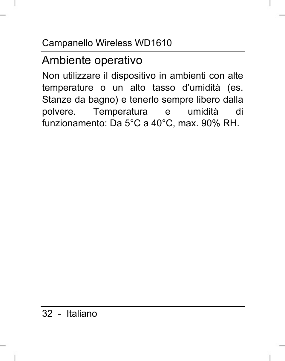 Ambiente operativo | Silvercrest WD1610 User Manual | Page 33 / 122