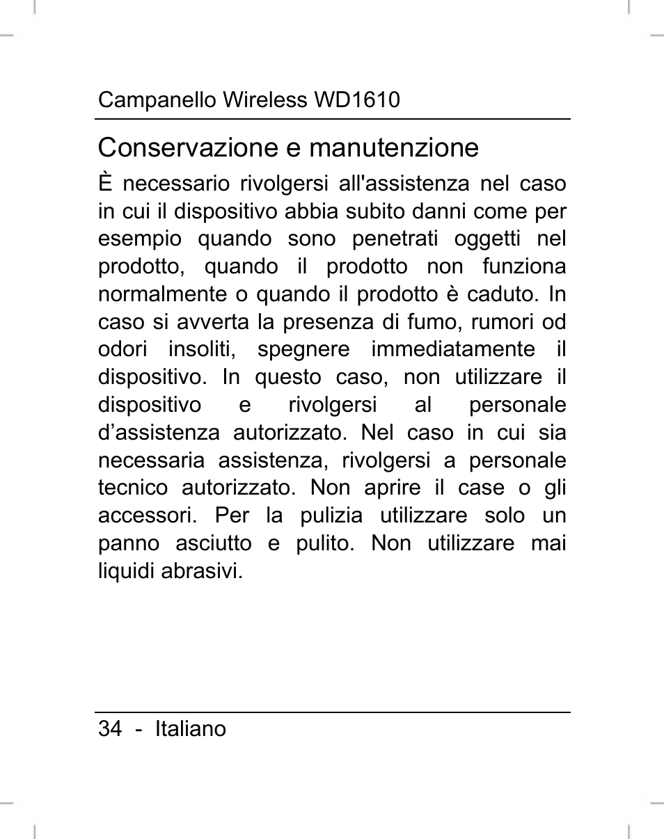 Conservazione e manutenzione | Silvercrest WD1610 User Manual | Page 35 / 122