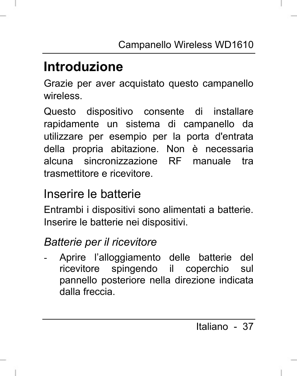 Introduzione | Silvercrest WD1610 User Manual | Page 38 / 122