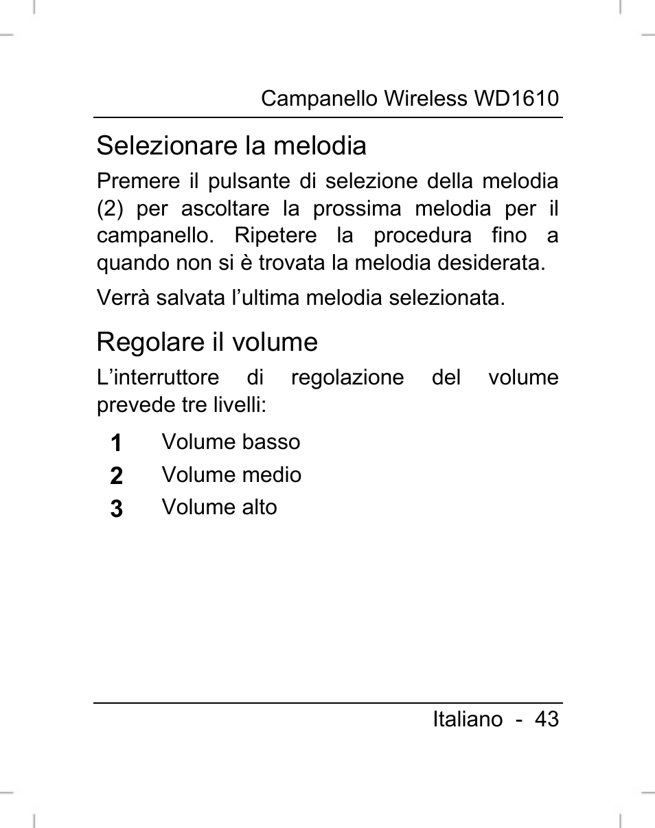 Selezionare la melodia, Regolare il volume | Silvercrest WD1610 User Manual | Page 44 / 122