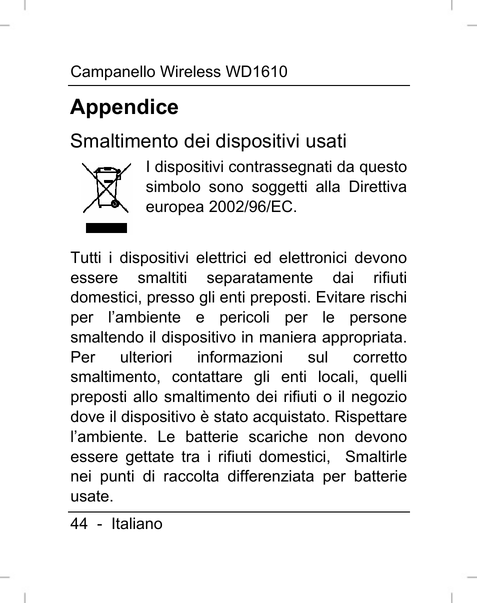 Appendice | Silvercrest WD1610 User Manual | Page 45 / 122