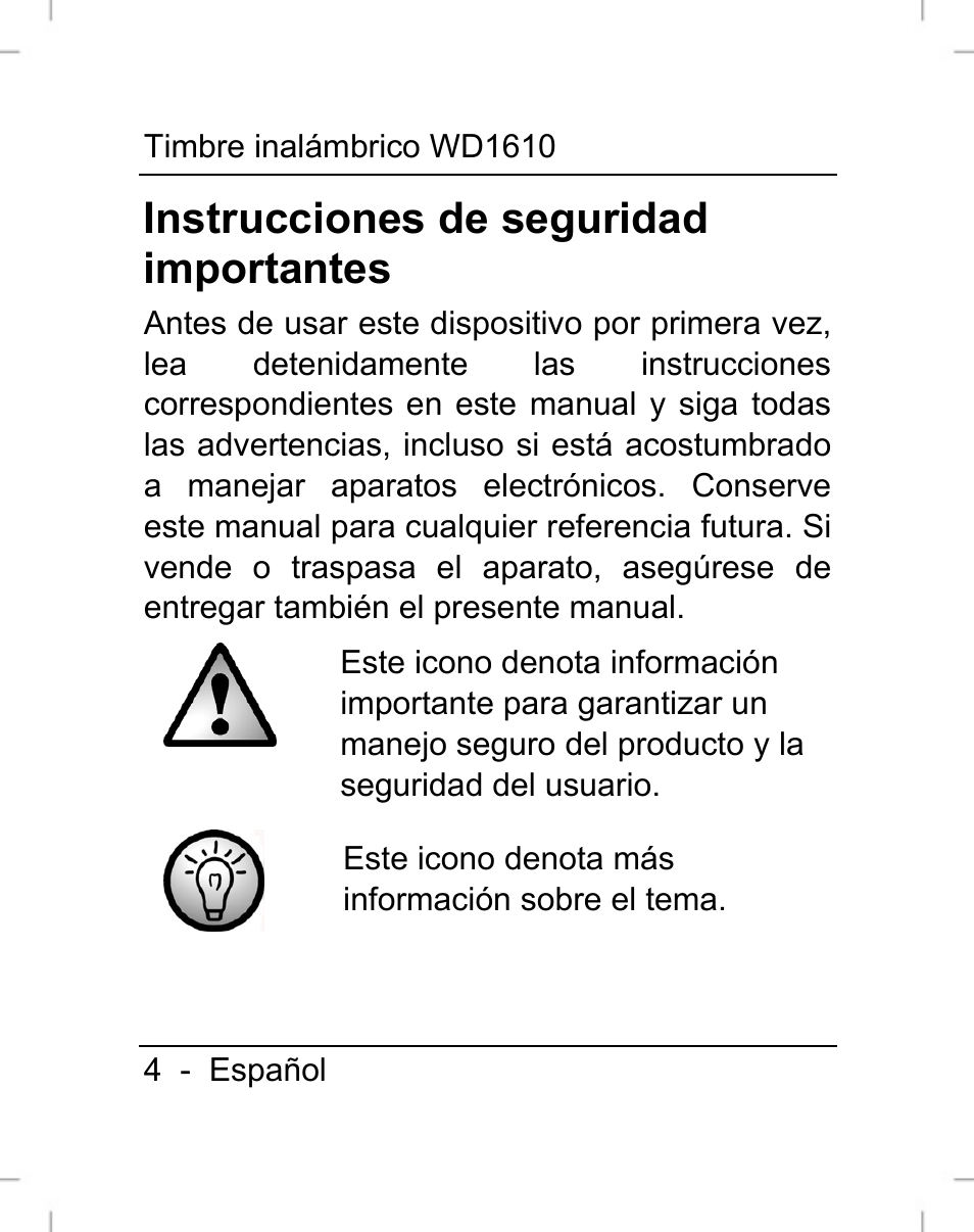 Instrucciones de seguridad importantes | Silvercrest WD1610 User Manual | Page 5 / 122