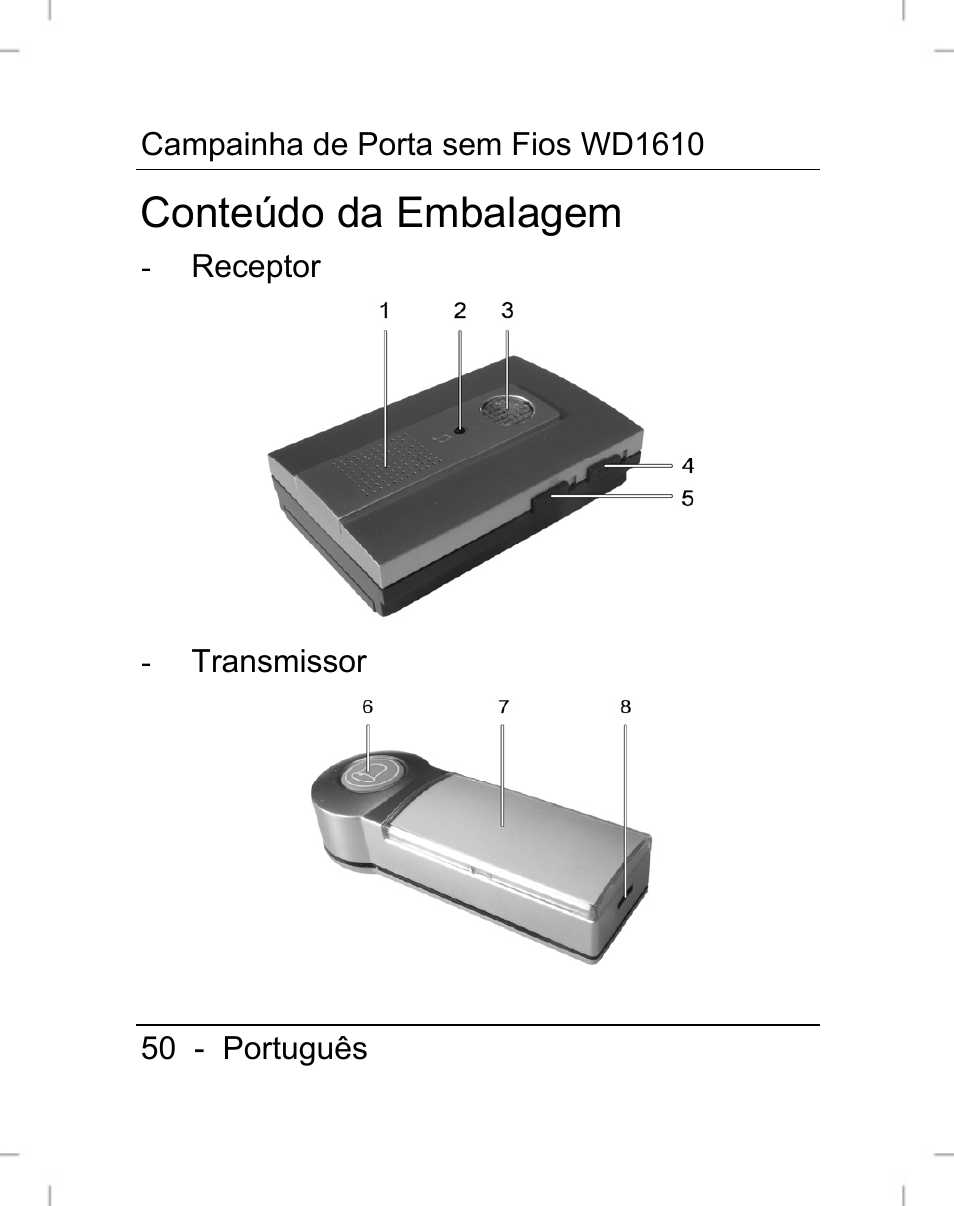 Conteúdo da embalagem | Silvercrest WD1610 User Manual | Page 51 / 122