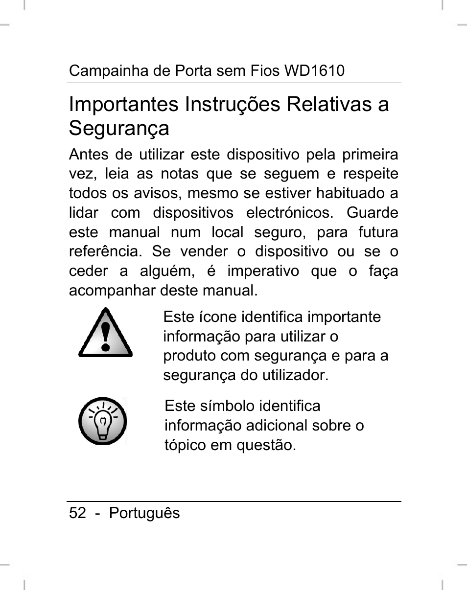 Importantes instruções relativas a segurança | Silvercrest WD1610 User Manual | Page 53 / 122