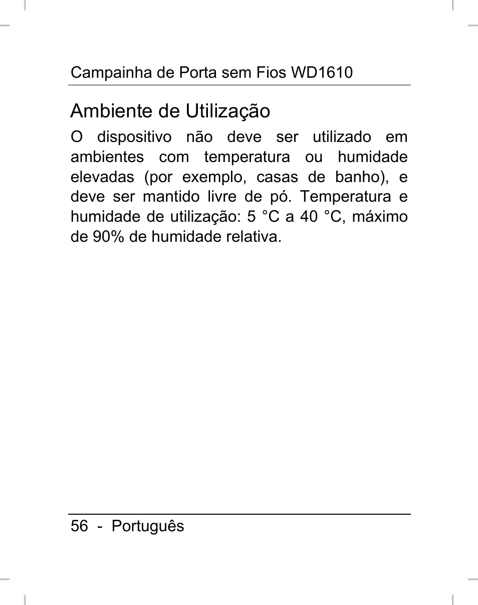 Ambiente de utilização | Silvercrest WD1610 User Manual | Page 57 / 122