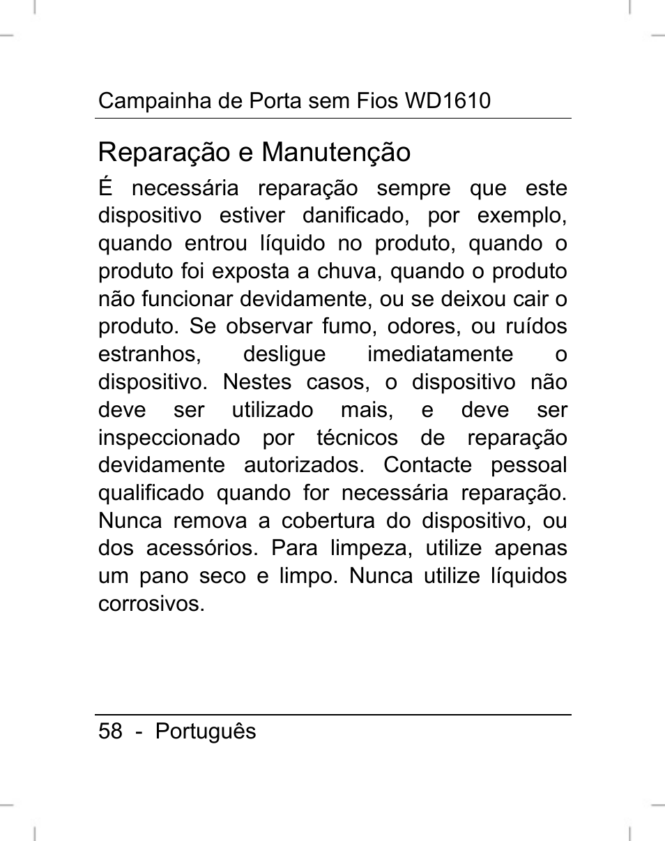 Reparação e manutenção | Silvercrest WD1610 User Manual | Page 59 / 122