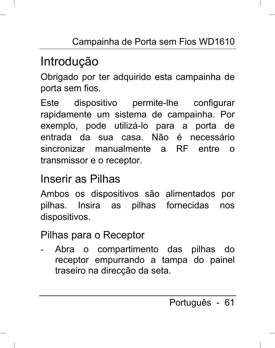 Introdução | Silvercrest WD1610 User Manual | Page 62 / 122