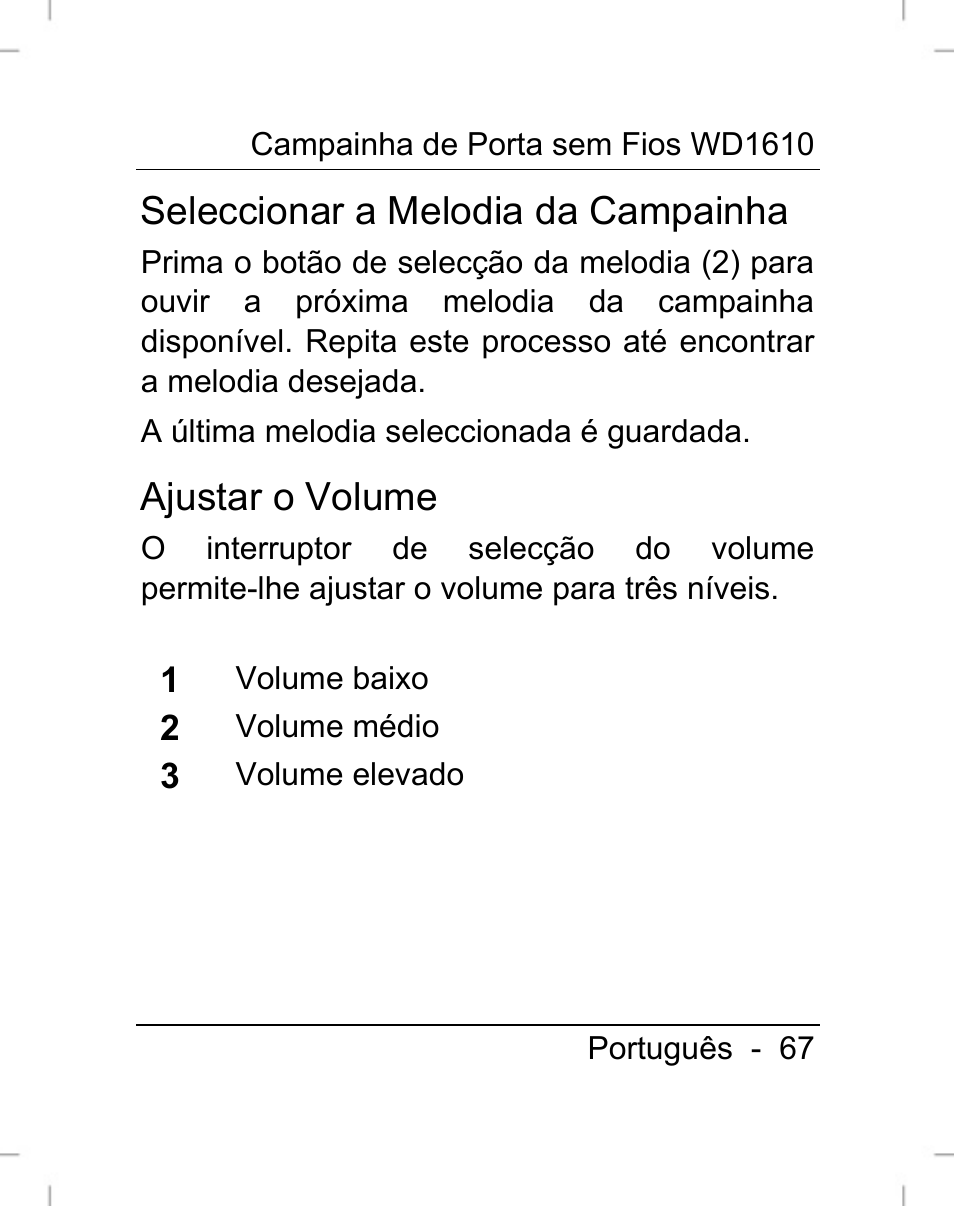 Seleccionar a melodia da campainha, Ajustar o volume | Silvercrest WD1610 User Manual | Page 68 / 122