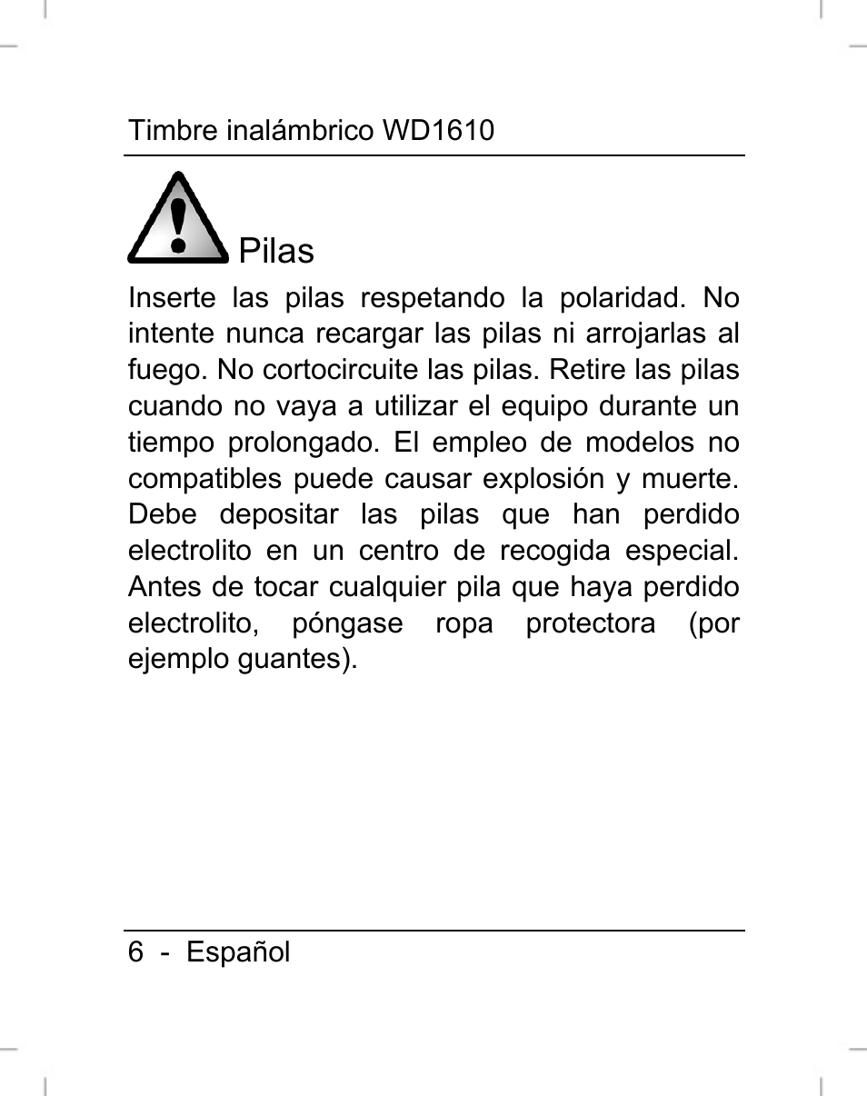 Pilas | Silvercrest WD1610 User Manual | Page 7 / 122